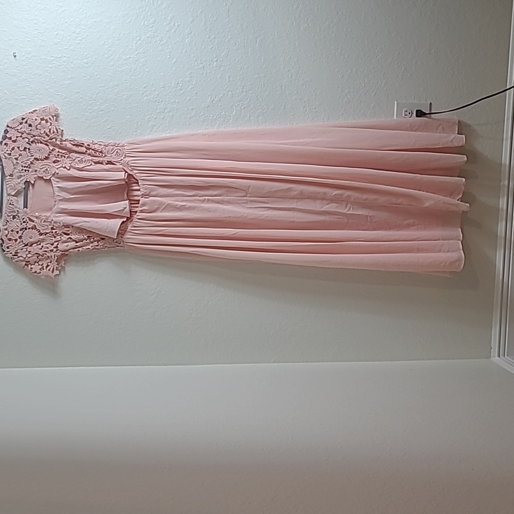 Lulus Elegant Pink Lace Maxi Dress Special Ocasion Size M - Picture 8 of 10